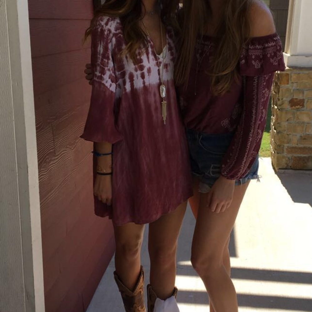 Maroon Tye Dye Dress